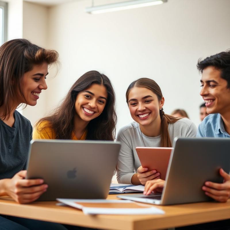 Adolescentes em aula de inglês